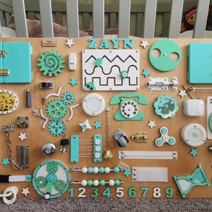 Busy board 1 year old, personalized busy board, sensory Busy board 1 year old, personalized busy board, sensory