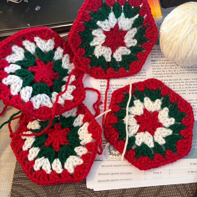 A customer's finished Hexagon Granny Stocking Crochet Pattern