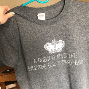 Disney Princess Diaries Shirt A Queen Is Never Late Everyone Etsy
