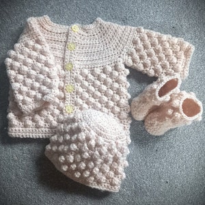 Bobbles Baby Jacket Hat and Boots Set Crochet Pattern in - Etsy UK