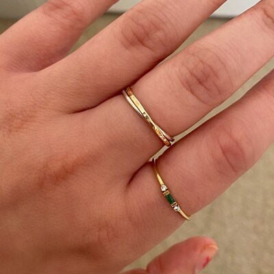 Double Linked Rings: Textured Ring, 14K Gold-filled Ring, Hammered Ring ...