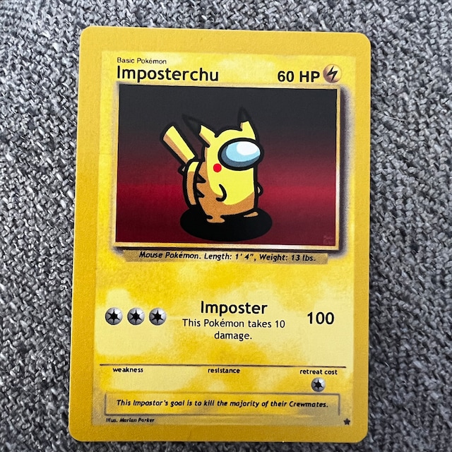 Custom Pokmon Card Imposterchu (Among Us Imposter Pikachu) Custom Pokmon Card Imposterchu (Among Us Imposter Pikachu)