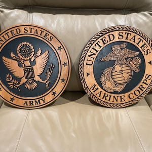 U.S. Marine Corps EGA Wood Carved Plaque, Veteran Wall Art