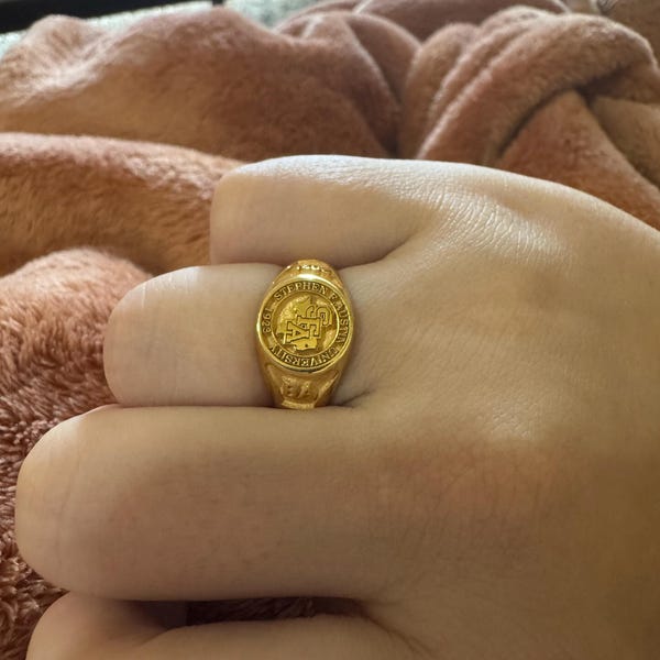 Personalized Sterling Silver Signet Ring, University Class Ring - Etsy