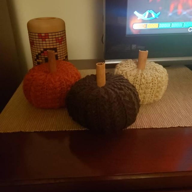 A customer's finished Wheat Stitch Pumpkin Spice Crochet Trio Pattern