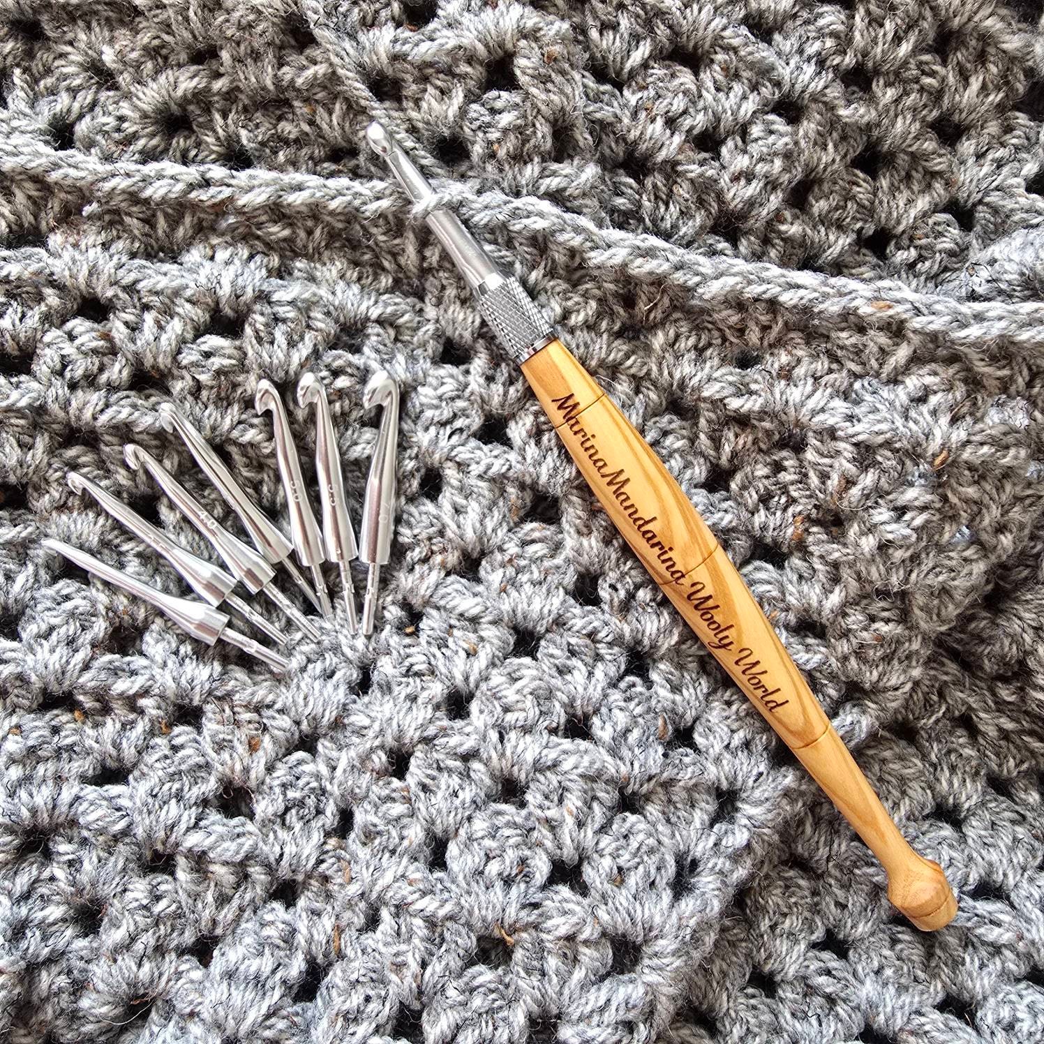 Olive Wood Crochet Hooks, Yarn Hook Set, Handmade Crochet Hooks, Gift for Crafter, Mothers Day Accessories, Crocheters Gift, Set of 8 Hooks