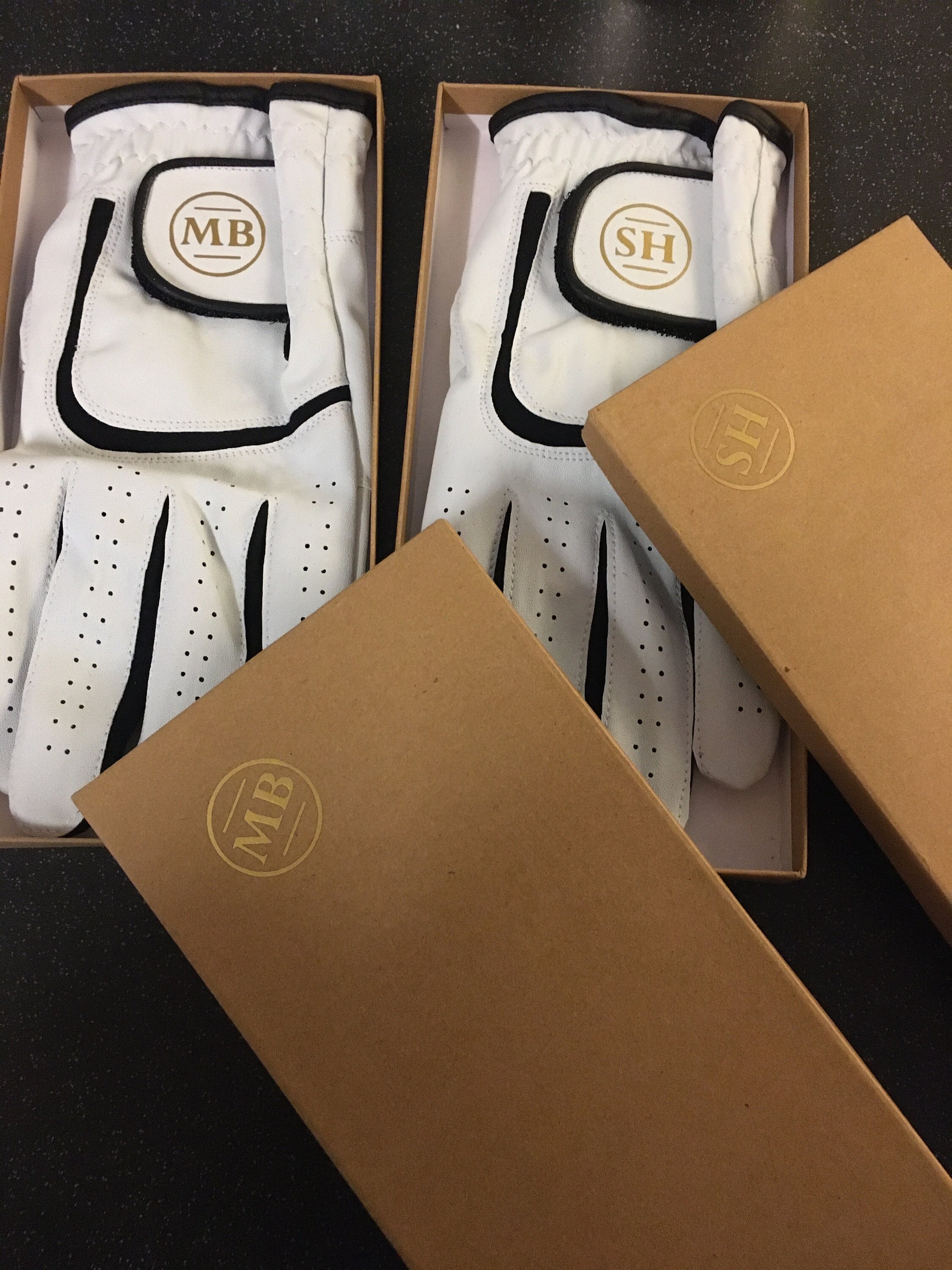 Personalised Leather Golf Glove, with a gold monogram and Matching Gift Box, gift for golfer