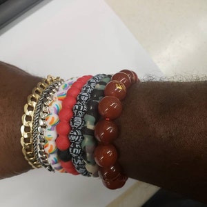 Ninja Kanji Red Agate Onyx Bracelet for Men and Women Ninja Kanji Red Agate Onyx Bracelet for Men and Women