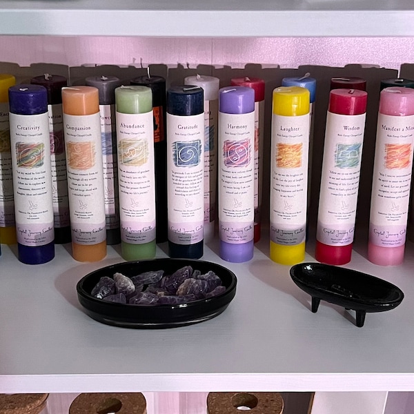 Reiki Charged Intention Candles, 7" Herbal Scented Manifestation Candle ...