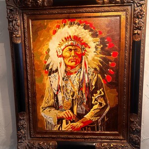 Vintage PAINT by NUMBERS DIY Kit for Adult Native American Chief