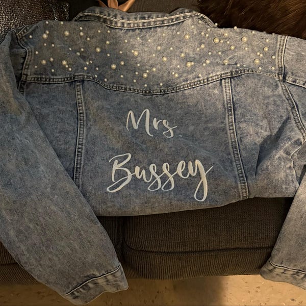 Bride Jean Jacket - Black Denim, Embroidered Black Bridal Jacket ...