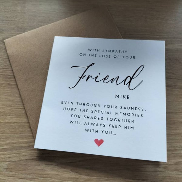 Friend Sympathy Card, Condolence Card, Bereavement Card, Sorry fo…