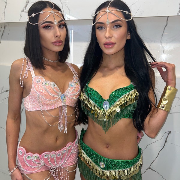 thumbnail image 2 of Belly Dance Costume Set: Bra + Belt – Sizes 34B To 40D (2-Piece) 2 of 5