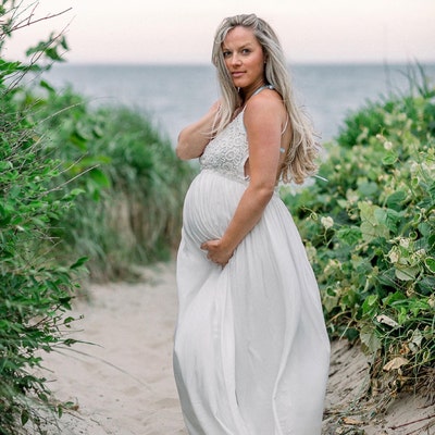 White Maternity Dress Maternity Gown Baby Shower Dress Pregnancy ...