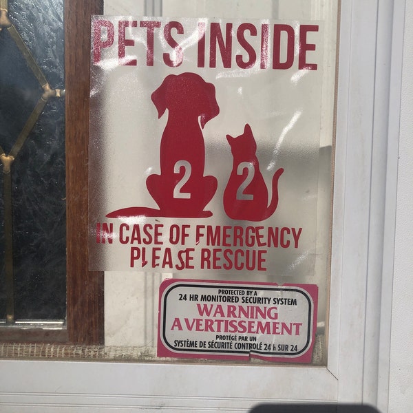 Emergency Pet Rescue Window Sticker | Pets Inside Rescue Decal for Dog ...