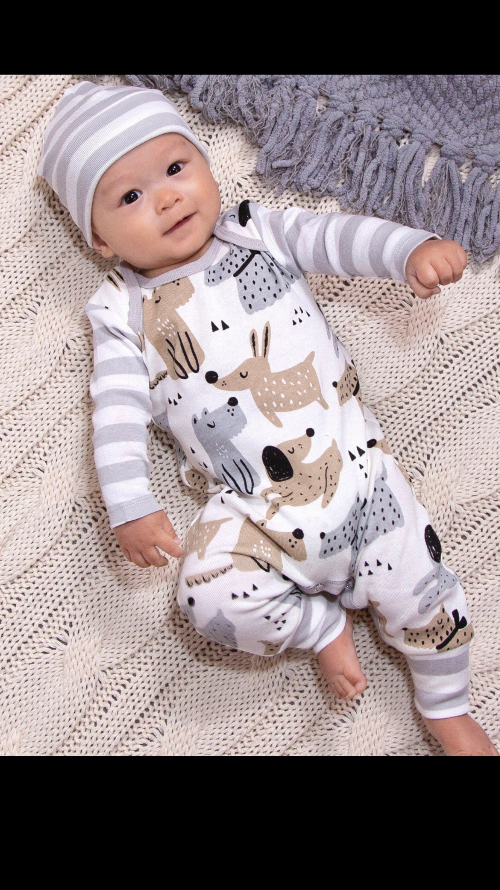 Puppy Dog Baby Boy Romper Soft & Cozy Infant Animal Boy Clothes for Newborns Cute Baby Shower Gift  Adopt a Pet Inspired Coming Home Outfit