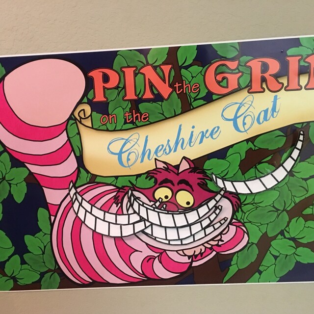 Printable DIY Pin the Grin on the Cheshire Cat Game Poster | Etsy