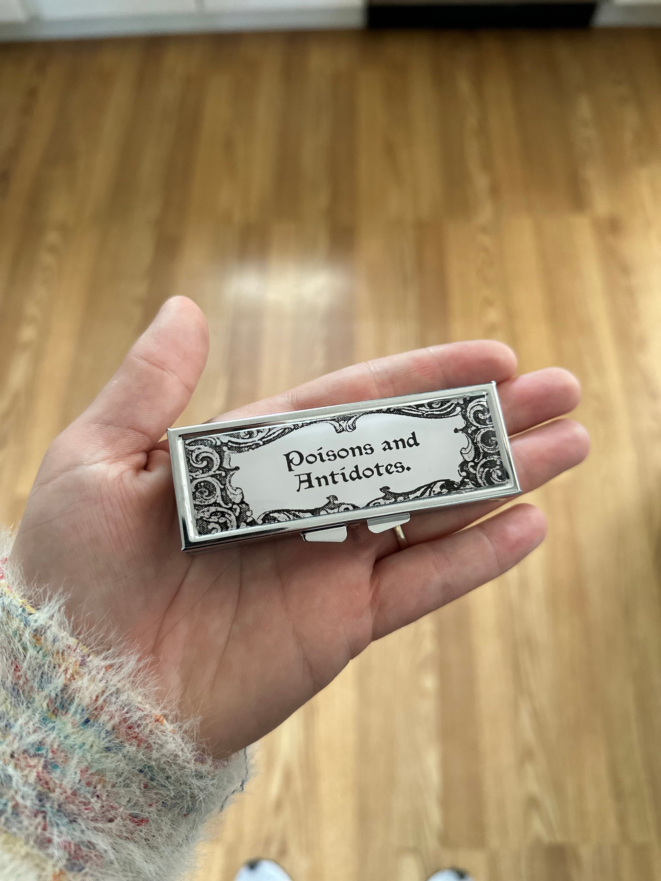 Poisons and Antidotes Pill Box -  SteamPunk, Gothic, Curious, Strange and Unusual, Gifts, Trinket Box, Pill Case, Pill Holder, Travel Size