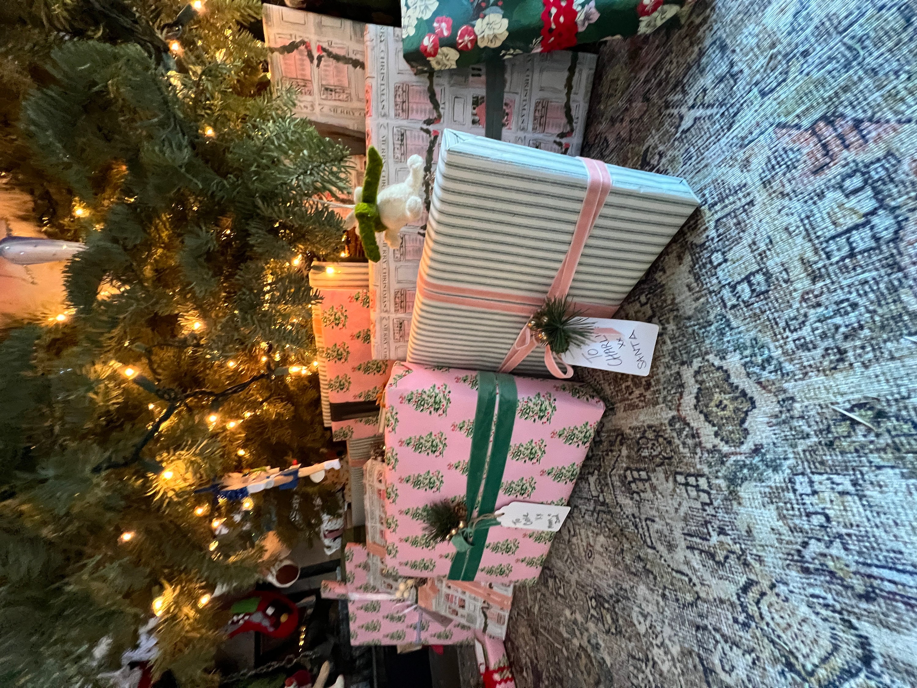 Wrapping Paper  Oh Christmas Tree Pink {Gift Wrap, Birthday, Holiday, Christmas}
