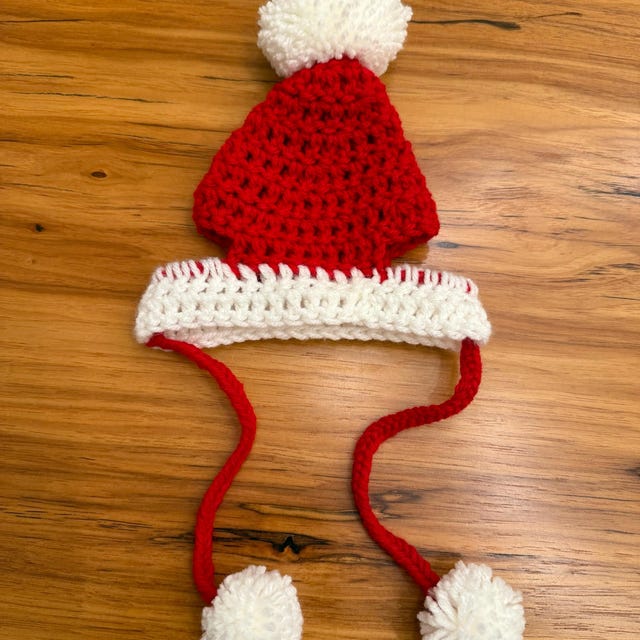 サンタ猫の帽子のかぎ針編みパターン、猫と子猫のための楽しくてお祝い