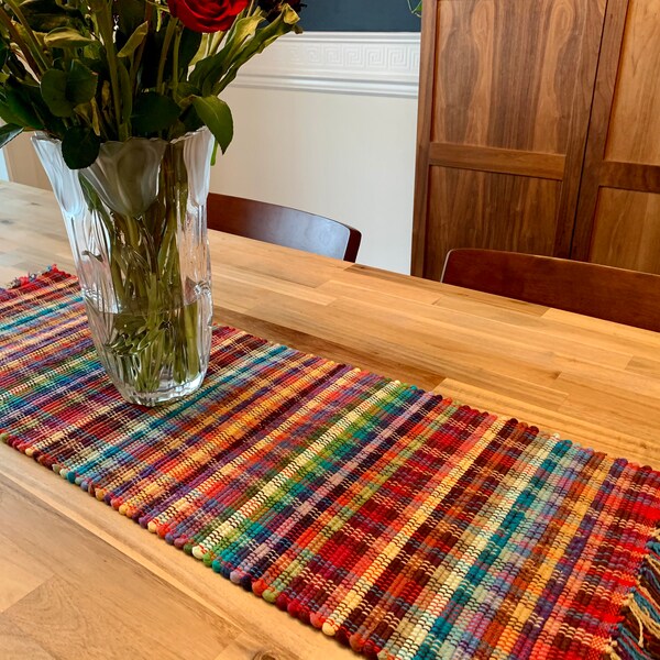 Handwoven Machine Washable Rag Rug Placemats in Warm Rust, Grey, and ...