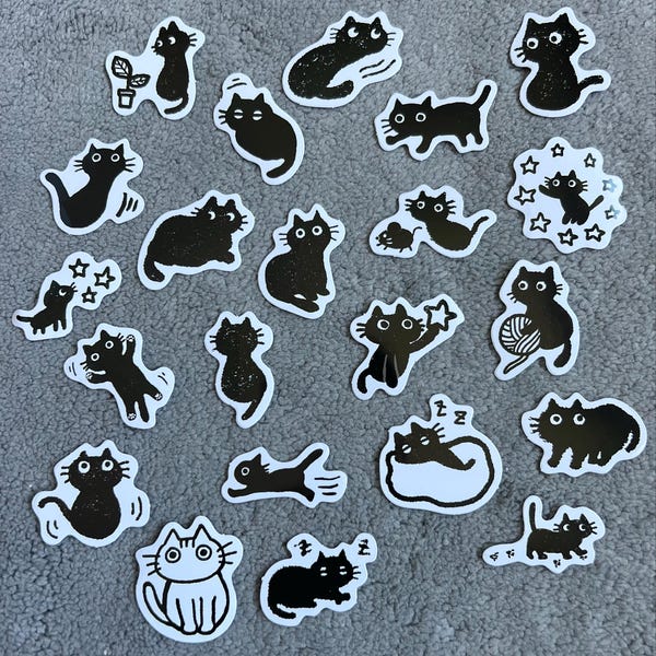 10 Black and White Flower Sticker Pack | Waterproof Reusable Set ...
