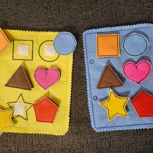 Shape Matching Quiet Book Page Embroidery Design, Toddler Quiet Book ...