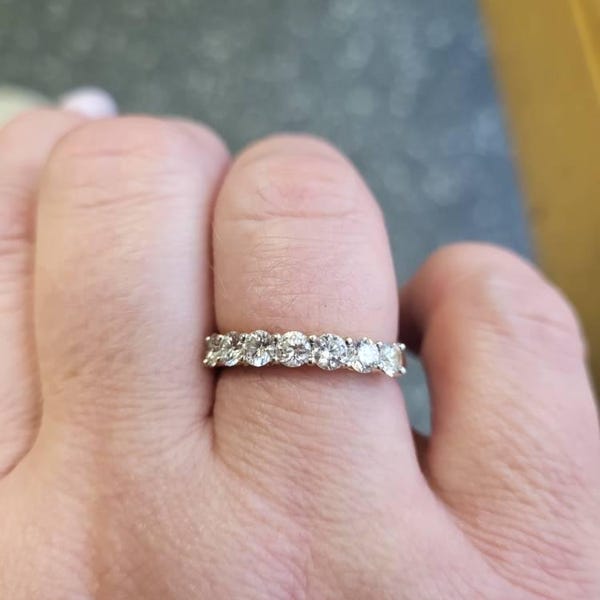 14K Gold Lab Grown Diamond Wedding Band | Seven Stone Eternity Ring - Etsy