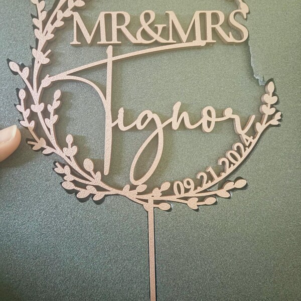 Gold Wedding Cake Topper, Mr Mrs Cake Topper,personalized Cake Topper ...