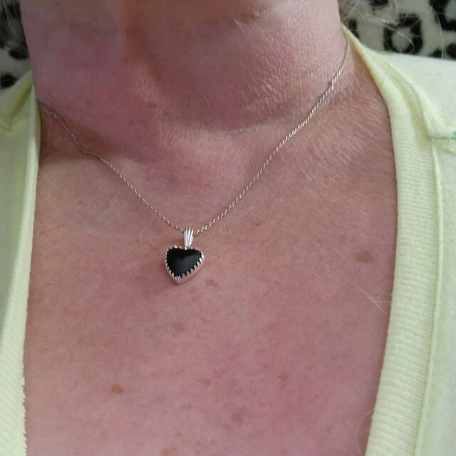 ★ROSEMONT★ Silver Black Onyx Heart Necklace RC24B03K Black Onyx Heart Necklace Talisman Silver - Rock + Raw Jewellery