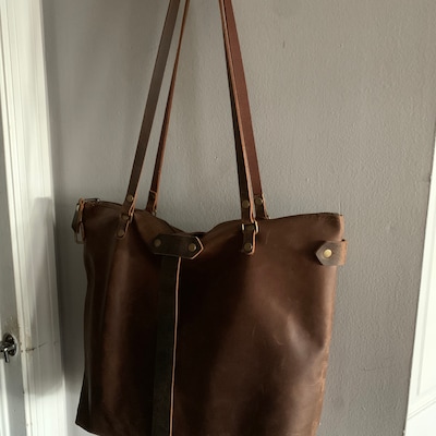 The Large Minimalist Leather Tote Bag Leather Bag Leather - Etsy