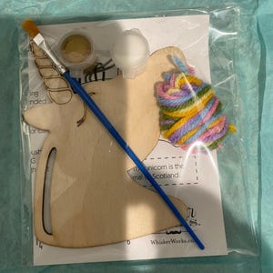 Kit De Manualidades De Unicornio De Madera 16 Piezas – Pinturas, Pinceles, Pegamento Brillante, Diamantina Y Cuerda, Ideal Para Niños, Decoración Y Regalos DIY