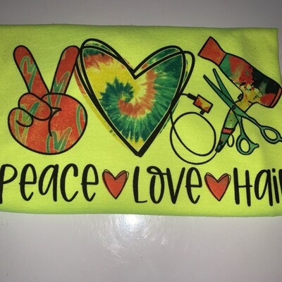 Peace Love Hair Colorful Tie Dye PNG Print File for Sublimation or ...