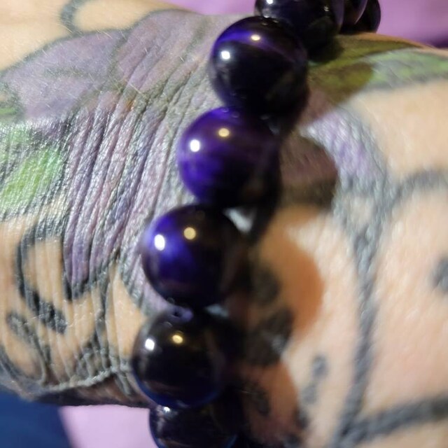 Bracelet Perles œil De Tigre Violet - Fait Main, Taille Sur Mesure, Neuf Sans Emballage