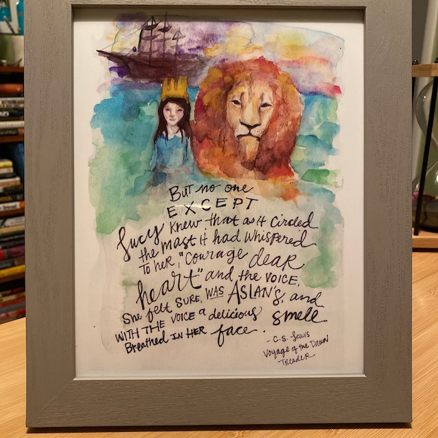 Courage Dear Heart Print CS Lewis Quote Narnia Vibrant 