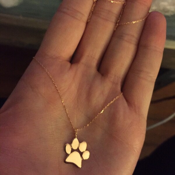Sterling Silver Large Paw Print Necklace: Engraved Pet Memorial Jewelry ...