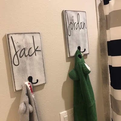 Bathroom Wall Decor, Personalized Name Hook, Towel Holder, Personalized ...