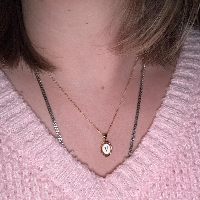 Initial Pendant Necklace by Caitlyn Minimalist • White