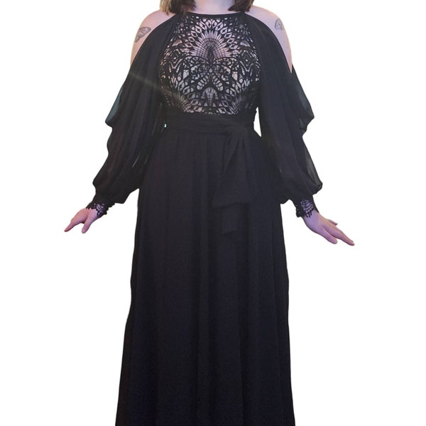 Long Chiffon Wedding Dress with Sleeveless Design