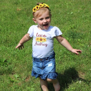 Sunflower Birthday Outfit Personalized Baby Girl Fall 1st - Etsy