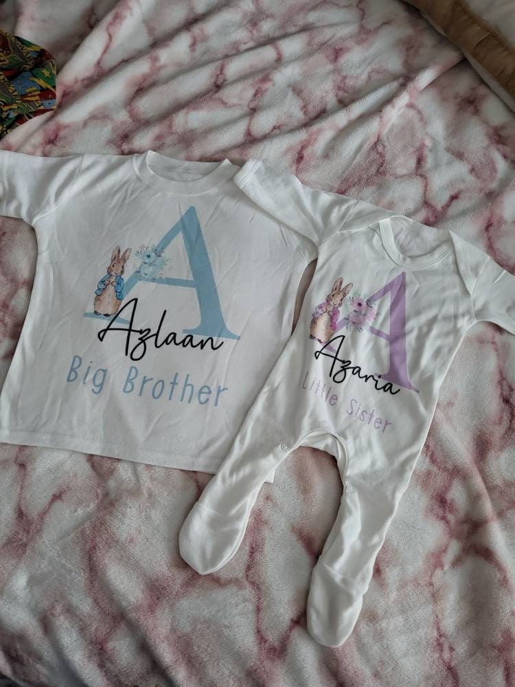 Sibling Matching T-shirts,Baby Sister, Big Brother,Little sister,New Baby gift,Newborn,Personalised,Baby Vest,Baby Grow,sibling Outfit,Kids,