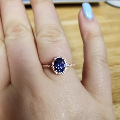 Oval Tanzanite Ring 14K Rose Gold Vermeil Gemstone Engagement Promise ...