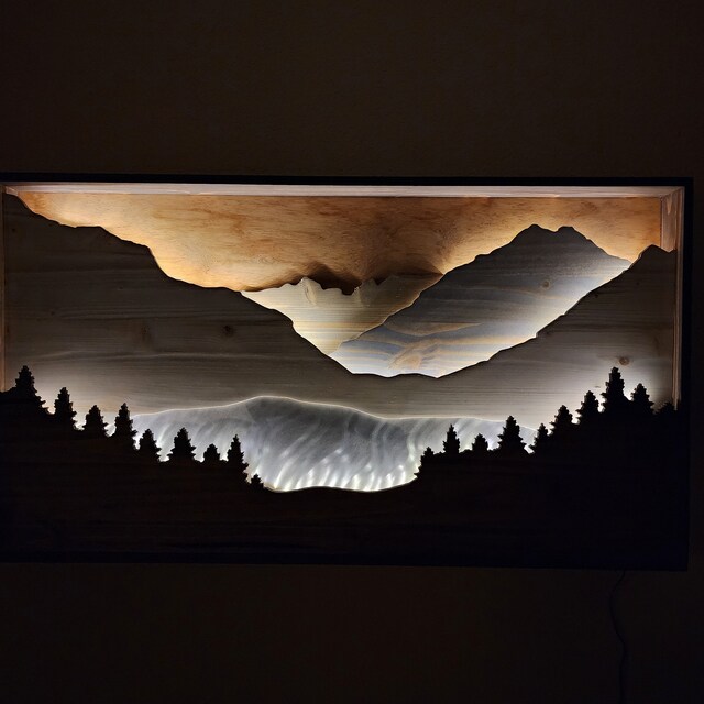 Mountain & Water Décor - Light up Mountain Wall Art | Lake | Trees