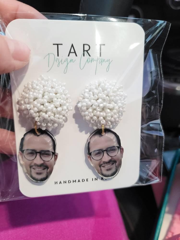 Fiancé Earrings / Custom face earrings Wedding / Gift for Bride to Be / Bachelorette Earrings