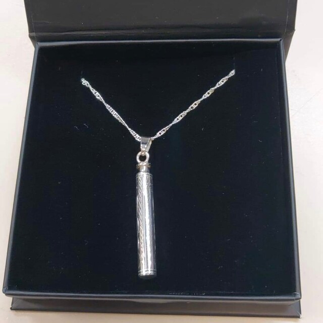 Sterling Silver Long Vintage Cylinder Cremation Ashes Urn
