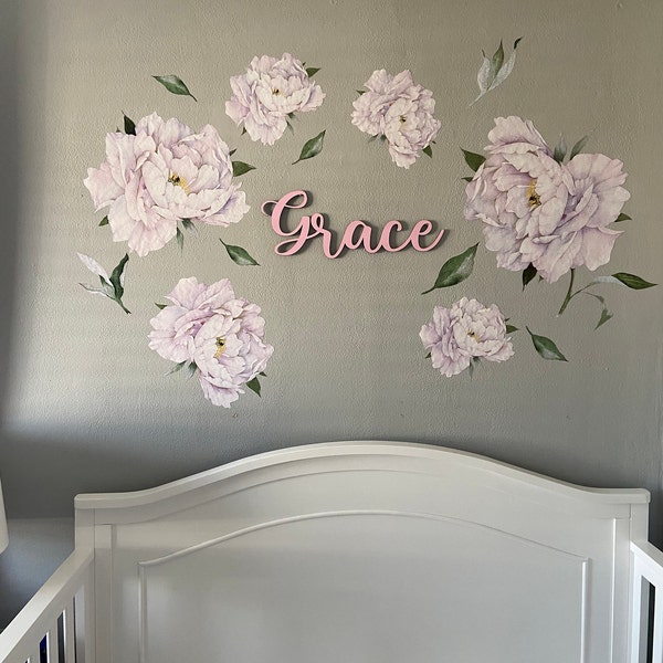 Purple Peony Wall Decals Large, Flower Wall Decal, Floral Wall Decals ...