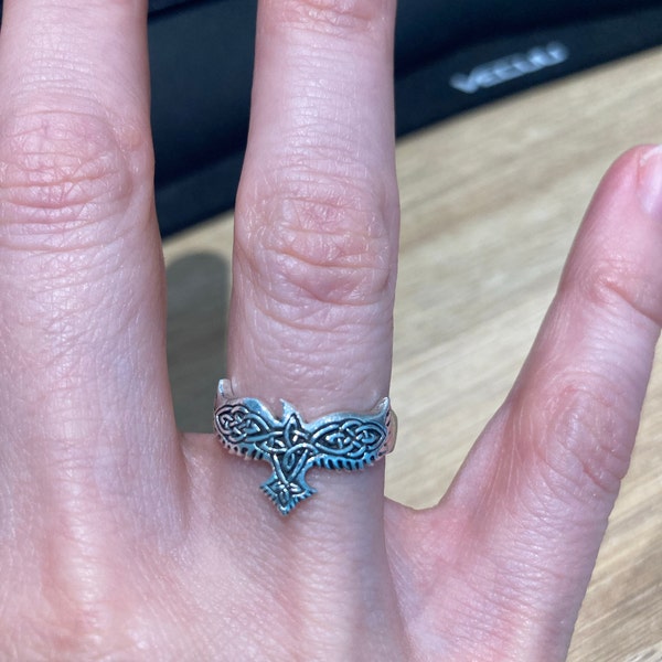 Sterling Silver Celtic Snake Serpent Ring | Star Of David Raven Ring Size 9 | 925 Silver Men's Jewelry - View #3