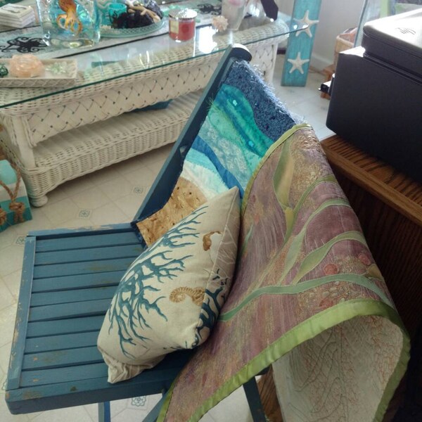 Image showcasing Hand Painted Fabric Art Quilt, Wall Hangings, Botanical Textile Art ...