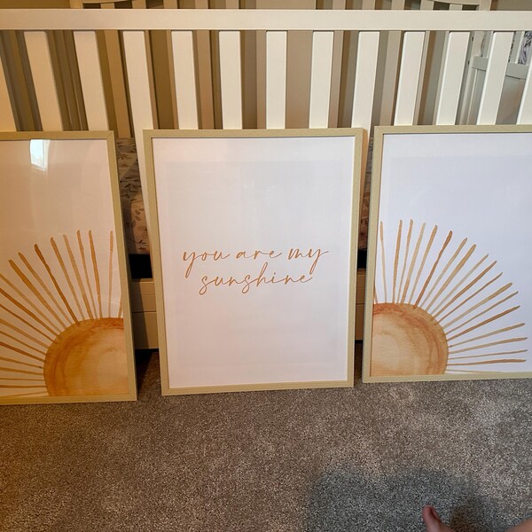 Boho Sunshine Nursery Print Set, Minimalist You Are My Sunshine Prints ...
