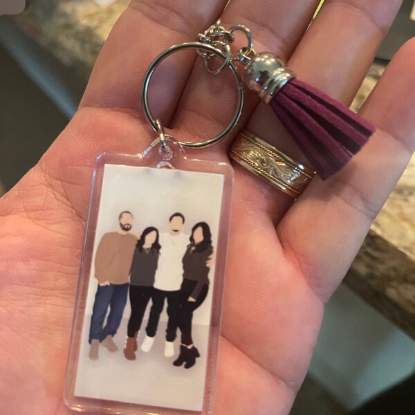 Custom Digital Portrait Keychain, Keychain With Photo, Keychain With ...